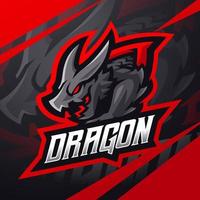 logo mascotte dragon esport avec bouclier vecteur