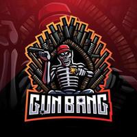 logo de mascotte esport king squelette gun bang vecteur