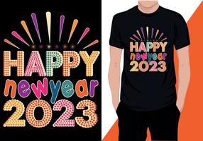 , conception de t-shirt, bonne année 2023, branché, t-shirt, 2023, journée, fête, bonne année aux états-unis, bonne année dans les villes américaines, bonne année t-shirt de réveillon, bienvenue bonne année vecteur