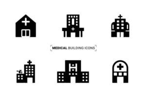 jeu d'icônes de bâtiment médical pour une utilisation polyvalente vecteur