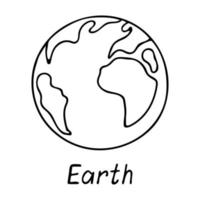 doodle de la planète terre isolée sur fond blanc. illustration vectorielle dessinés à la main du globe. vecteur