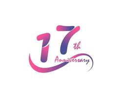 logo anniversaire 17 ans. Conception de modèle du 17e anniversaire pour affiche créative, dépliant, dépliant, carte d'invitation vecteur