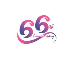 logo anniversaire 66 ans. Conception de modèle de 66e anniversaire pour affiche créative, dépliant, dépliant, carte d'invitation vecteur