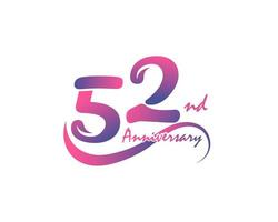 Logotype anniversaire 52 ans. Conception de modèle de 52e anniversaire pour affiche créative, dépliant, dépliant, carte d'invitation vecteur