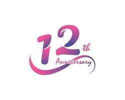 logo anniversaire 12 ans. Conception de modèle de 12e anniversaire pour affiche créative, dépliant, dépliant, carte d'invitation vecteur