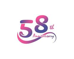 Logotype anniversaire 58 ans. Conception de modèle du 58e anniversaire pour affiche créative, dépliant, dépliant, carte d'invitation vecteur