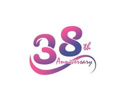 logo anniversaire 38 ans. Conception de modèle de 38e anniversaire pour affiche créative, dépliant, dépliant, carte d'invitation vecteur