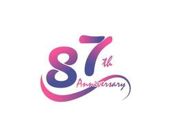 logo anniversaire 87 ans. Conception de modèle du 87e anniversaire pour affiche créative, dépliant, dépliant, carte d'invitation vecteur