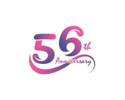 Logotype anniversaire 56 ans. Conception de modèle du 56e anniversaire pour affiche créative, dépliant, dépliant, carte d'invitation vecteur