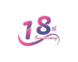 logo anniversaire 18 ans. Conception de modèle du 18e anniversaire pour affiche créative, dépliant, dépliant, carte d'invitation vecteur