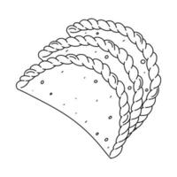 empanadas frites dans un style doodle dessiné à la main. cuisine colombienne traditionnelle. illustration vectorielle de cuisine latino-américaine. vecteur