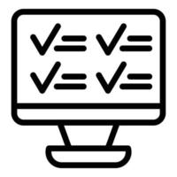 icône d'examen final d'ordinateur, style de contour vecteur