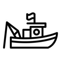 icône de bateau de pêche drapeau, style de contour vecteur