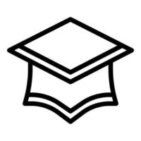 icône de chapeau de graduation de réussite, style de contour vecteur