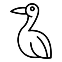 icône de cigogne d'oiseau, style de contour vecteur