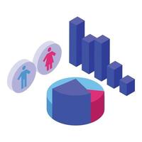 icône du marché des clients d'analyse, style isométrique vecteur