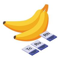 icône de bananes ogm, style isométrique vecteur