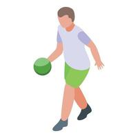 Détendez-vous en jouant au bowling, icône de style isométrique vecteur