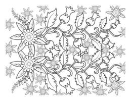 livre de coloriage pour adultes et enfants plus âgés. coloriage avec cadre de motif de fleurs vecteur