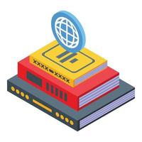 icône mondiale de l'éducation en ligne, style isométrique vecteur