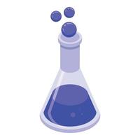 icône de flacon chimique de formation en ligne, style isométrique vecteur
