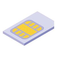 icône de paiement mobile par carte sim, style isométrique vecteur
