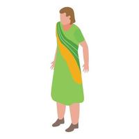 icône de vêtements traditionnels femme indienne, style isométrique vecteur