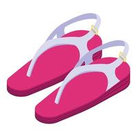 icône de sandales de vacances, style isométrique vecteur