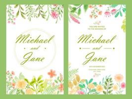 invitation de mariage aquarelle florale vecteur