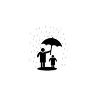 logo illustration de parents protégeant leurs enfants de la pluie vecteur