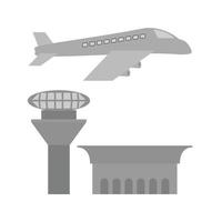 icône plate en niveaux de gris de l'aéroport vecteur
