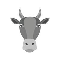 icône plate en niveaux de gris de visage de vache vecteur