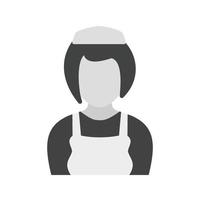 fille en uniforme de femme de ménage icône plate en niveaux de gris vecteur