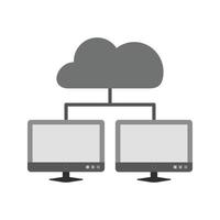 icône plate en niveaux de gris de connectivité cloud vecteur