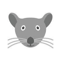 visage de souris icône plate en niveaux de gris vecteur