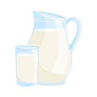 pichet et verre d'illustration vectorielle de lait vecteur