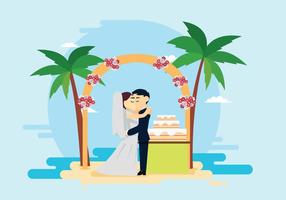 Cérémonie de mariage sur l'illustration de la plage vecteur
