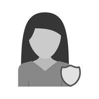 icône plate en niveaux de gris de sécurité femme vecteur