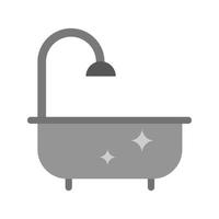 icône plate en niveaux de gris de baignoire propre vecteur