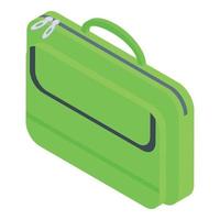 sac à dos vert pour ordinateur portable, icône style isométrique vecteur