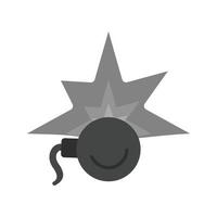 icône plate en niveaux de gris de l'explosion d'une bombe vecteur