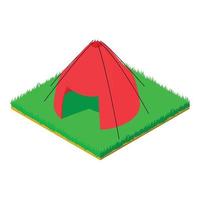 icône de tente rouge, style isométrique vecteur