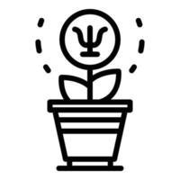 plante dans l'icône du pot, style de contour vecteur