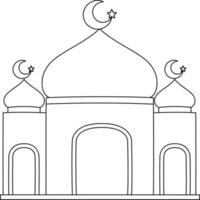 mosquée de ramadan isolée page de coloriage pour les enfants vecteur