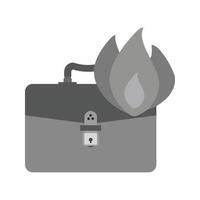 porte-documents en feu icône plate en niveaux de gris vecteur
