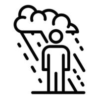 homme sous la pluie, icône de style contour vecteur