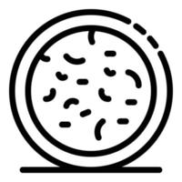 bactéries dans l'icône du microscope, style de contour vecteur
