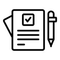 vecteur de contour d'icône de document de stylo. accord de signature