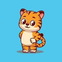 illustration d'icône vectorielle de personnage de dessin animé de tigre mignon. concept d'icône de nature animale drôle isolé. vecteur