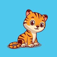 illustration d'icône vectorielle de personnage de dessin animé de tigre mignon. concept d'icône de nature animale drôle isolé. vecteur